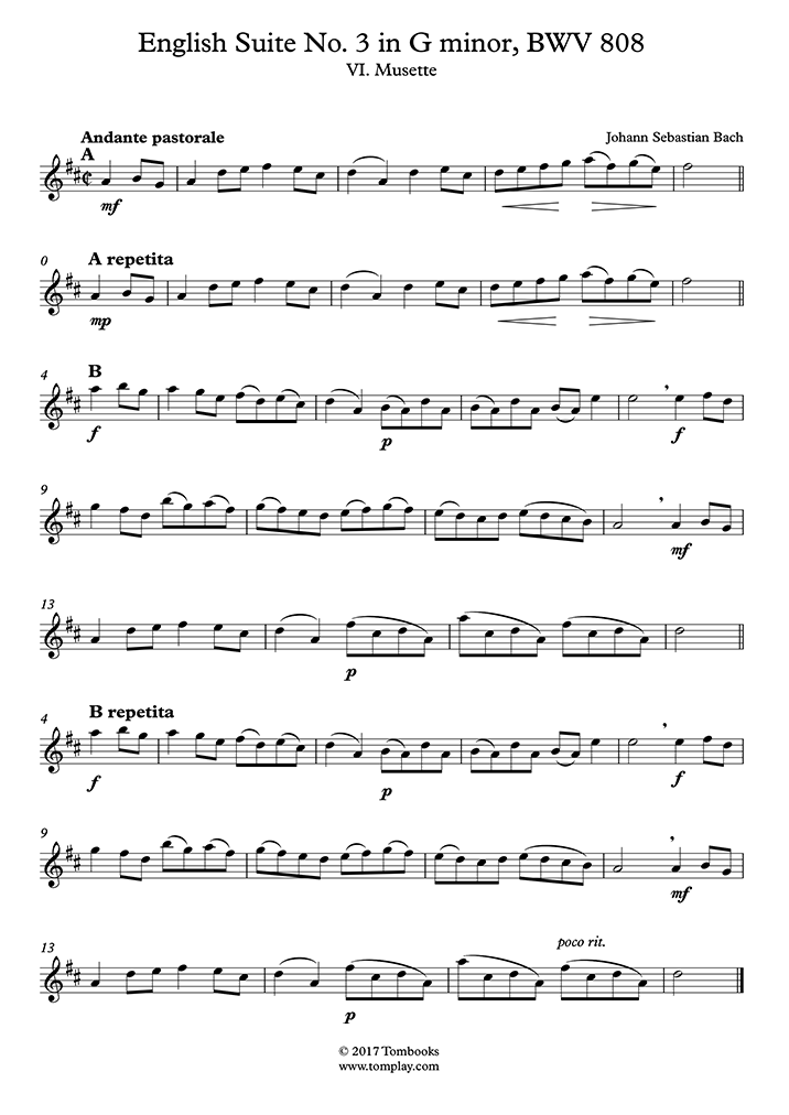 English Suite No.3 in G minor, BWV 808 V. Gavotte II (Musette) (Bach English Suite No.3 in G minor, BWV 808 V. Gavotte II (Musette) (Bach